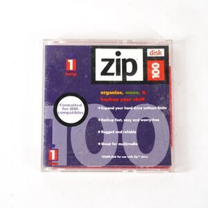 Iomega Zip Disk 100MB w/ Case IBM Formatted Compatible Hard Disc Storage Drive
